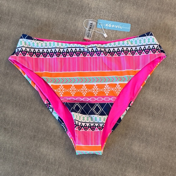 Popvil Bikini Bottoms Bright Geometric Print Large - Picture 1 of 7